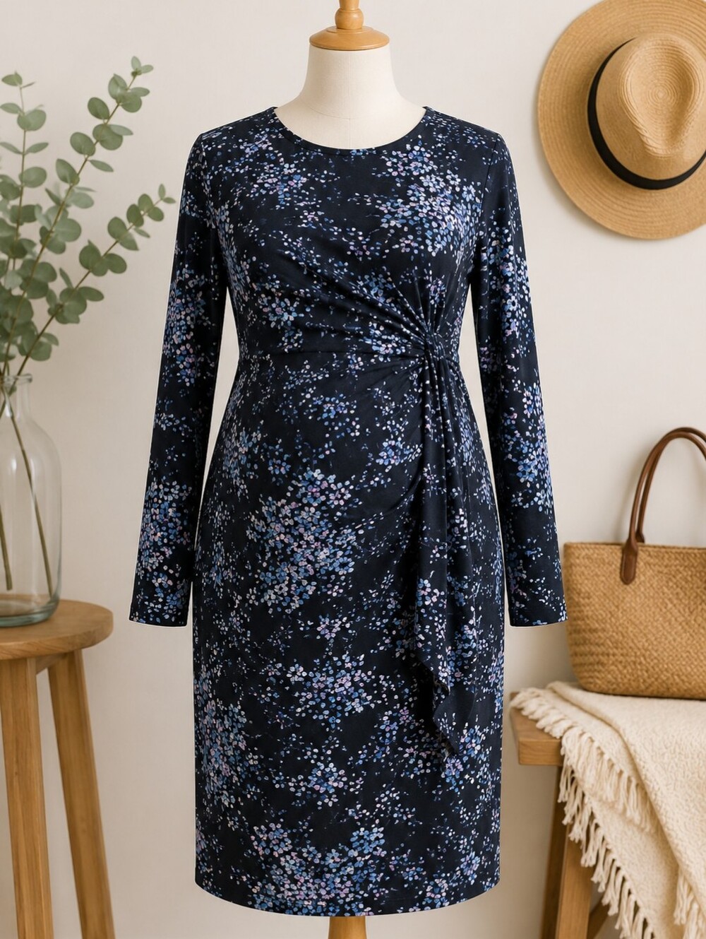 MOTHERHOOD FLORAL LONG SLEEVE DRESS